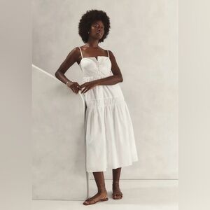 Quince 100% Organic Cotton Poplin
Spaghetti Strap Maxi Dress white- size large